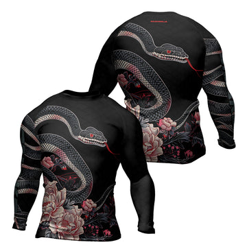 Rashninja Snake Crimson Bloom Men's Long Sleeve Rash Guard

