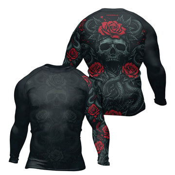 Rashninja Skull Rose Snake Men's Long Sleeve Rash Guard