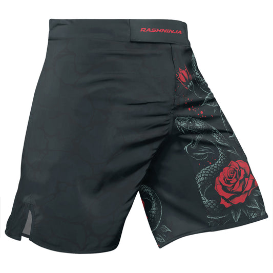 Rashninja Skull Rose Snake Men's Fight Shorts