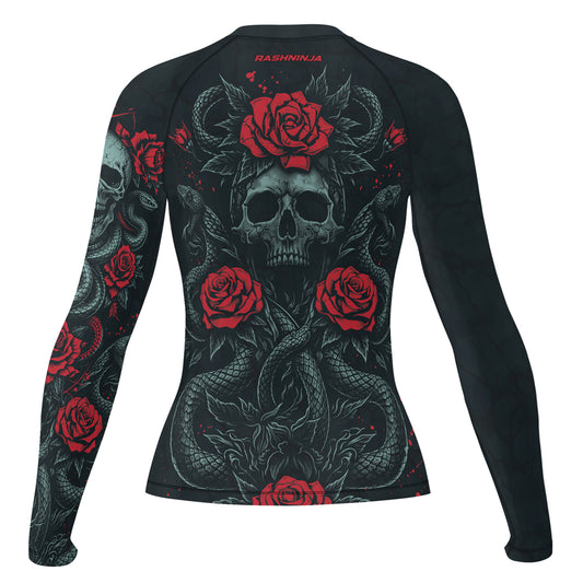 Rashninja Skull Rose Snake Women's Long Sleeve Rash Guard