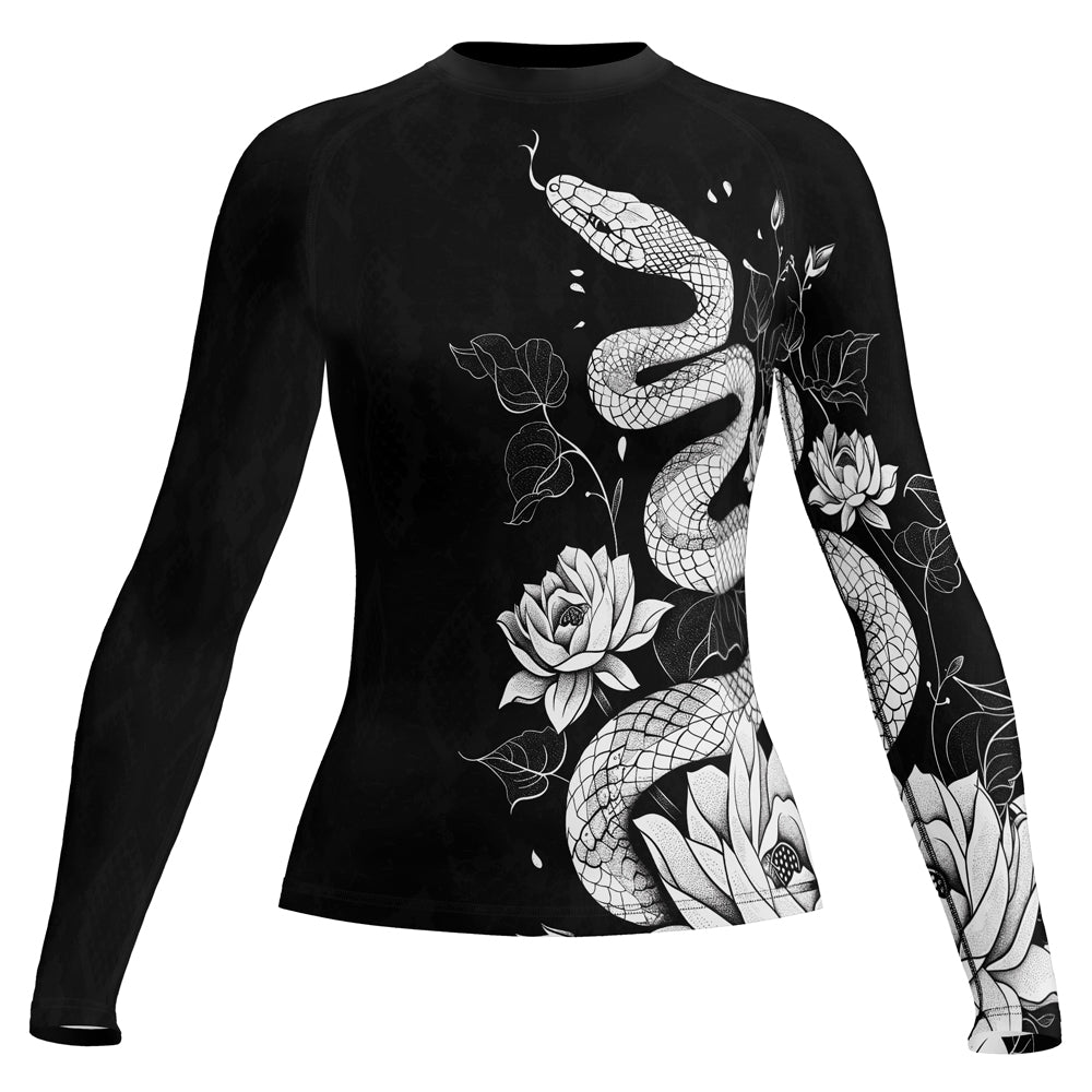 Rashninja Snake Ivory Bloom Women's Long Sleeve Rash Guard

