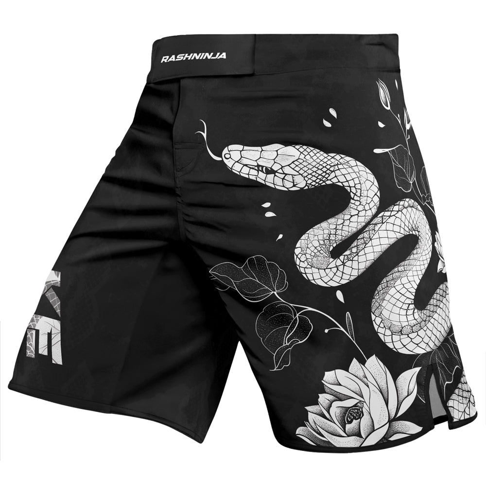 Rashninja Snake Ivory Bloom Men's Fight Shorts

