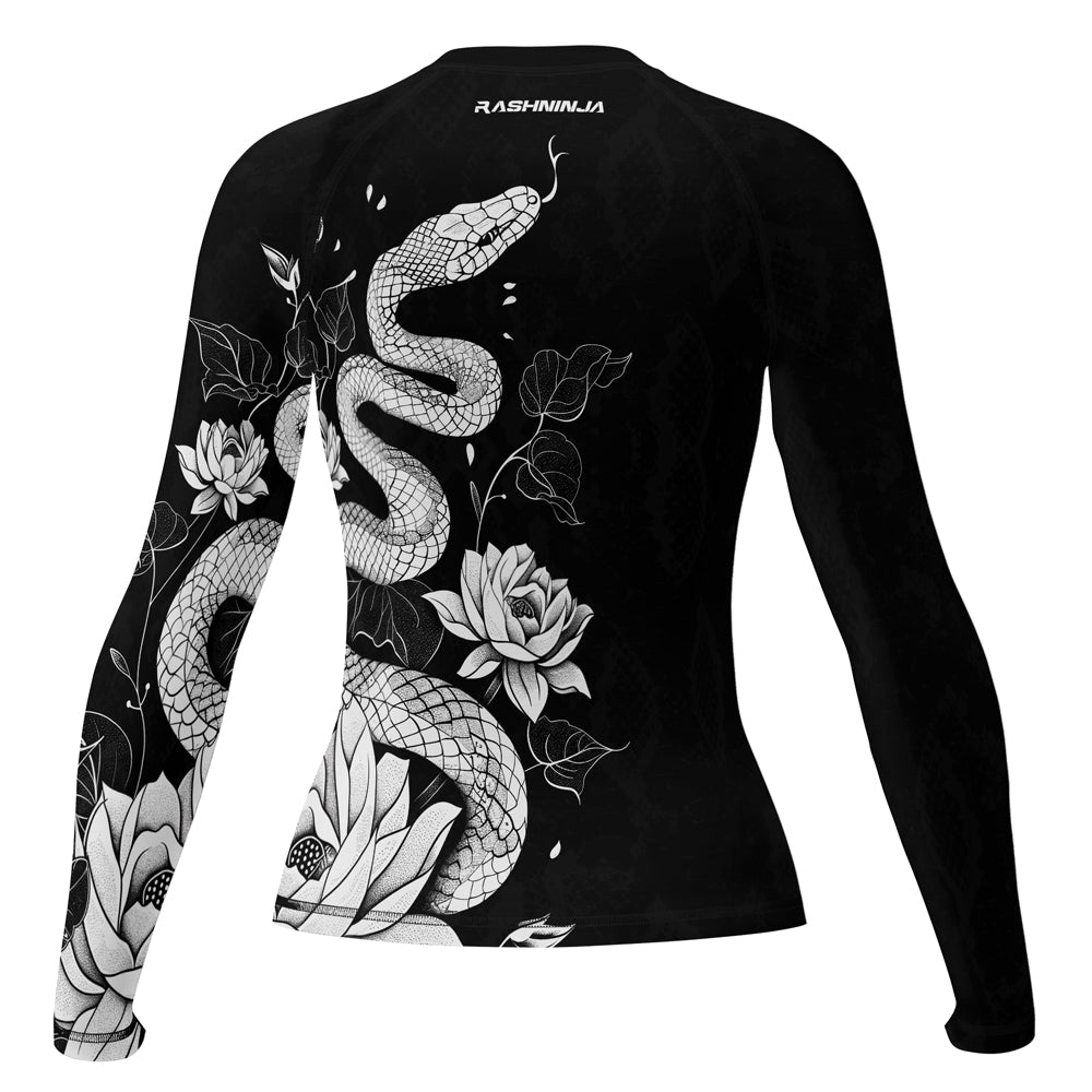 Rashninja Snake Ivory Bloom Women's Long Sleeve Rash Guard


