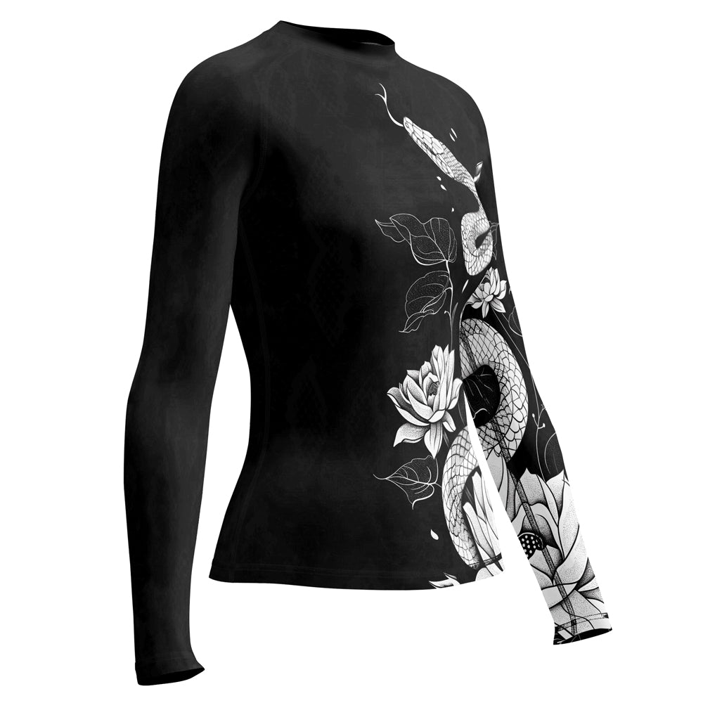 Rashninja Snake Ivory Bloom Women's Long Sleeve Rash Guard

