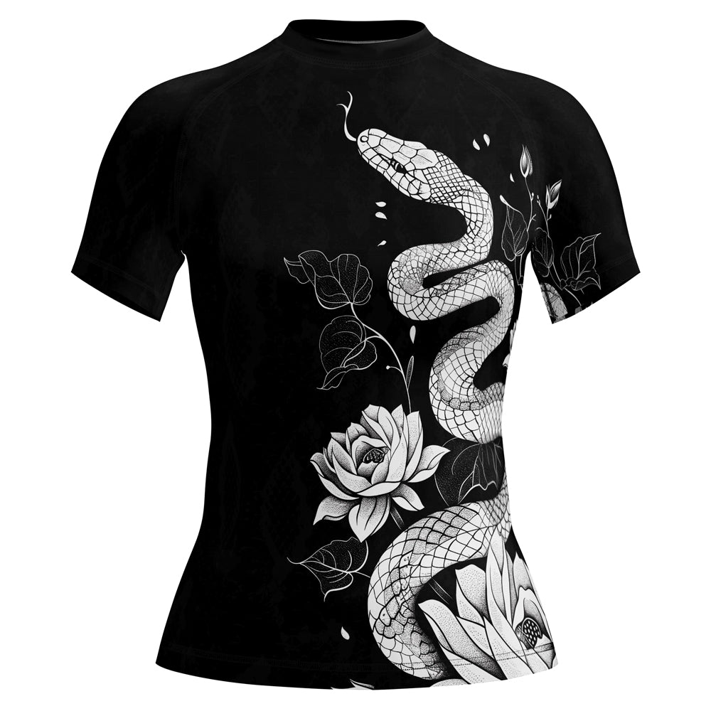 Rashninja Snake Ivory Bloom Women's Short Sleeve Rash Guard

