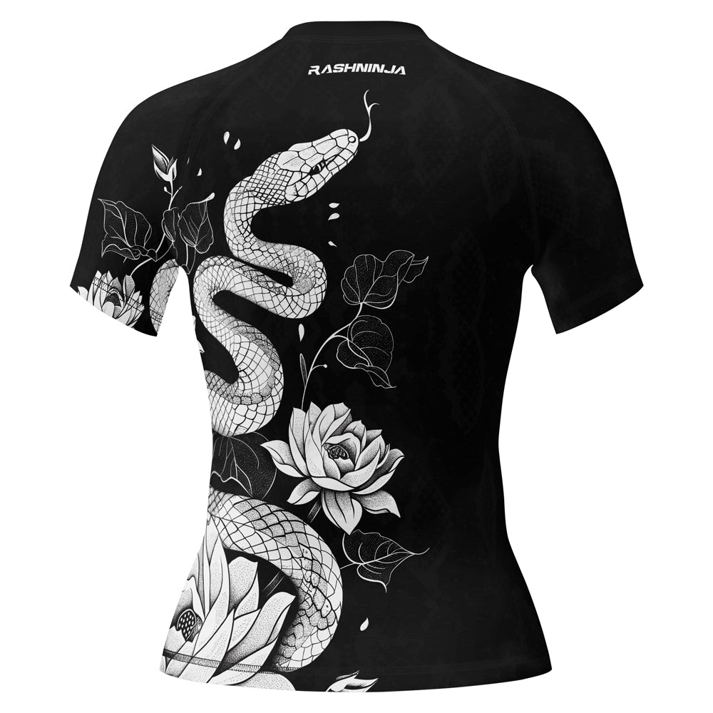 Rashninja Snake Ivory Bloom Women's Short Sleeve Rash Guard

