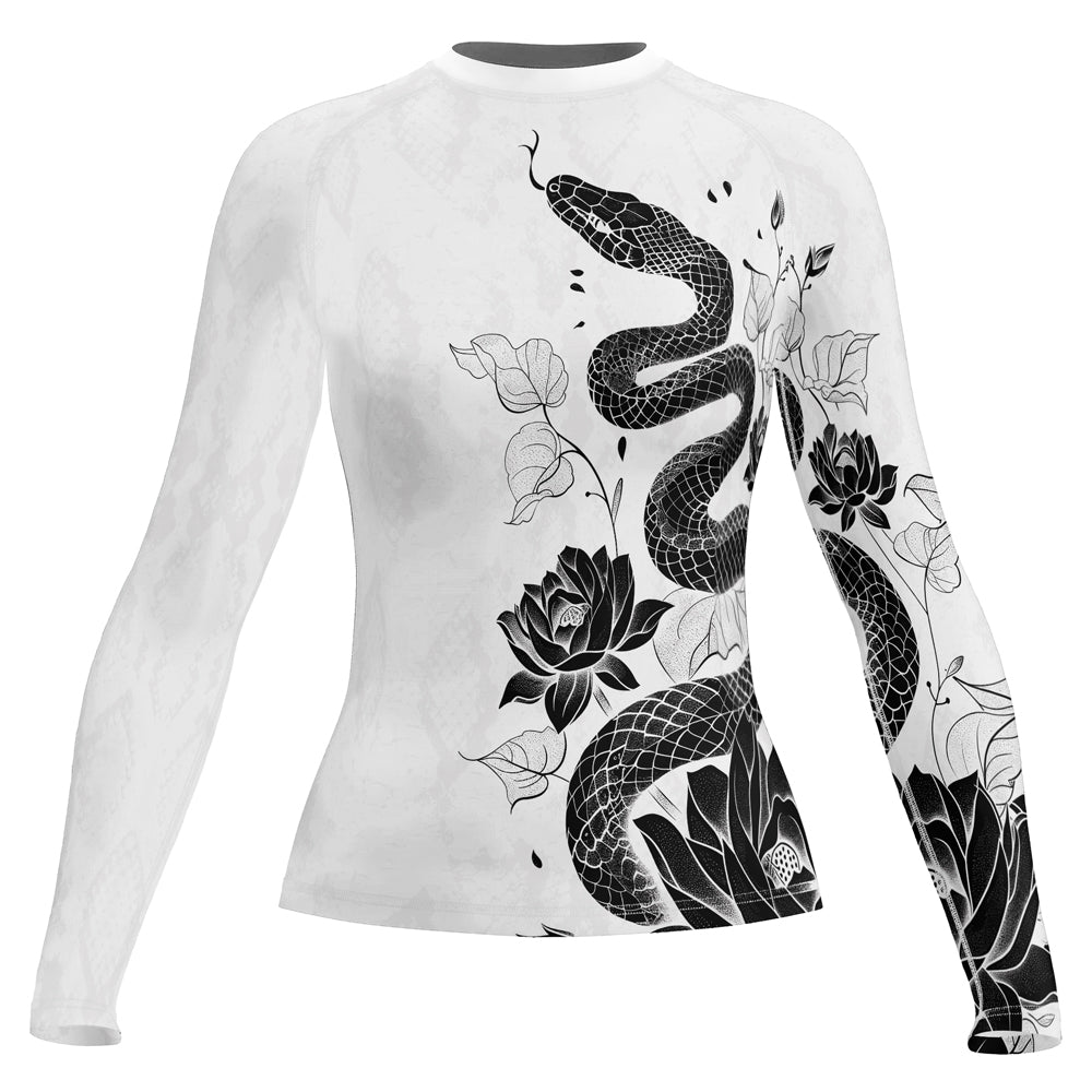 Rashninja Snake White Lotus Women's Long Sleeve Rash Guard