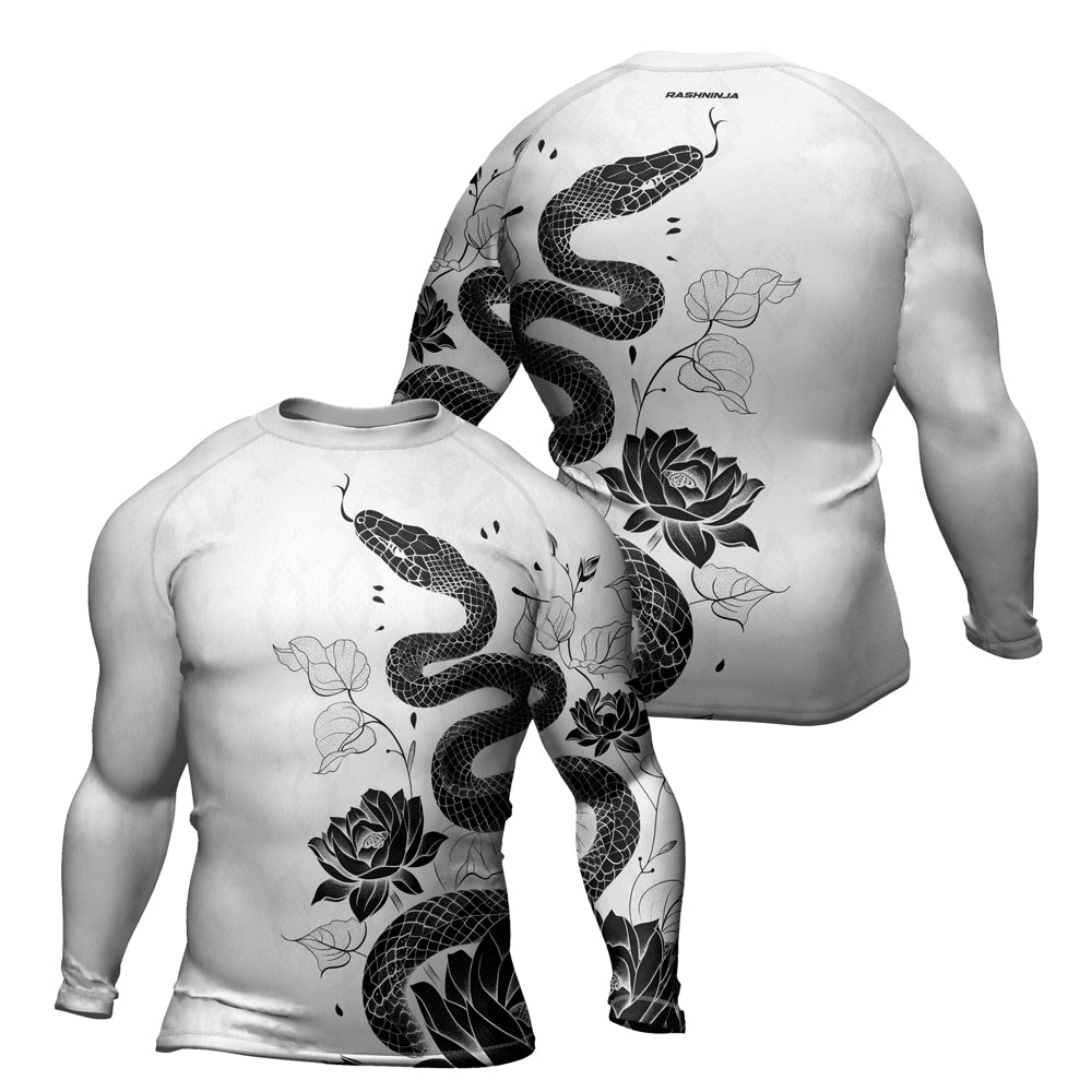 Rashninja Snake White Lotus Men's Long Sleeve Rash Guard

