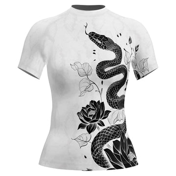 Rashninja Snake White Lotus Women's Short Sleeve Rash Guard

