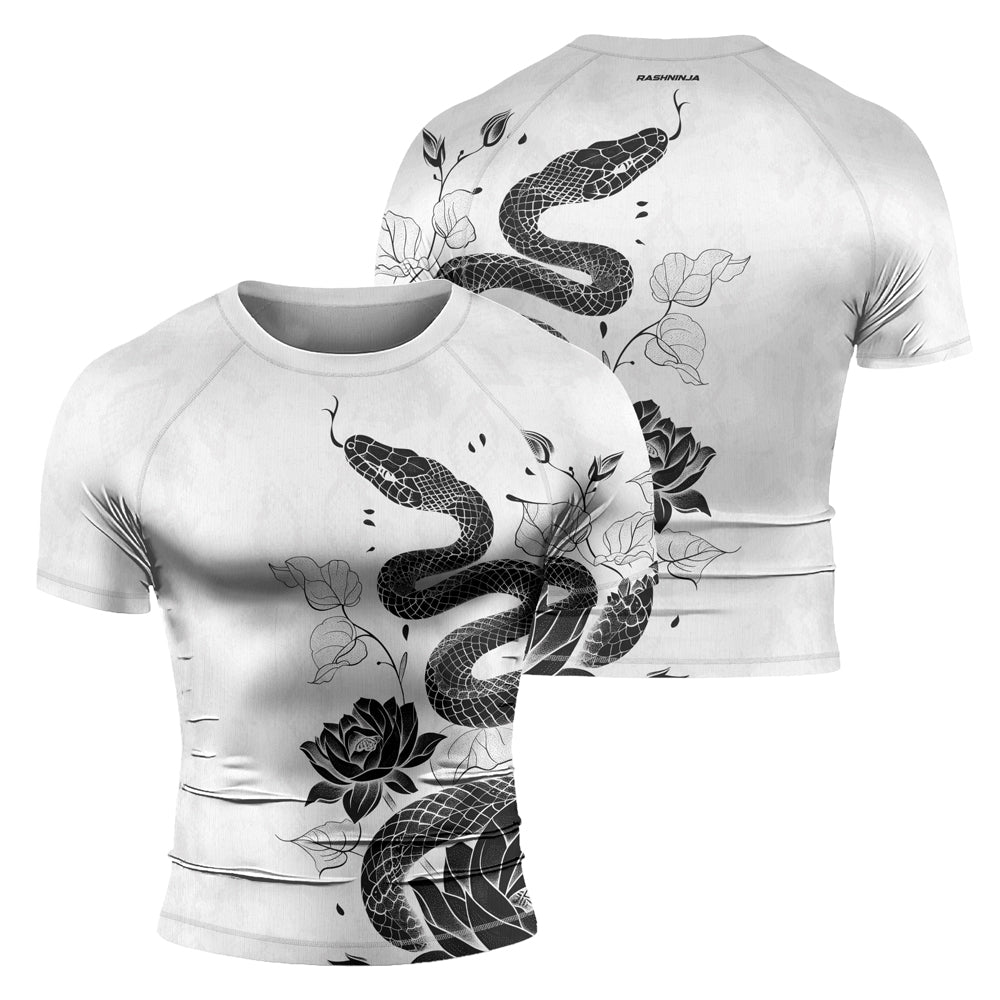 Rashninja Snake White Lotus Men's Short Sleeve Rash Guard

