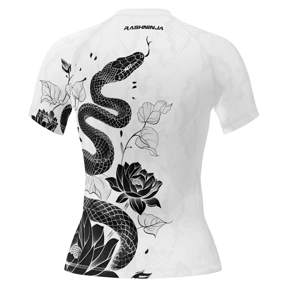 Rashninja Snake White Lotus Women's Short Sleeve Rash Guard

