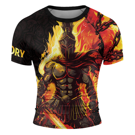 Rashninja Spartan Flame Glory Men's Short Sleeve Rash Guard