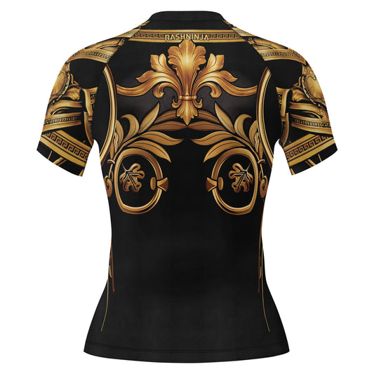 Rashninja Spartan Golden Baroque Women's Short Sleeve Rash Guard