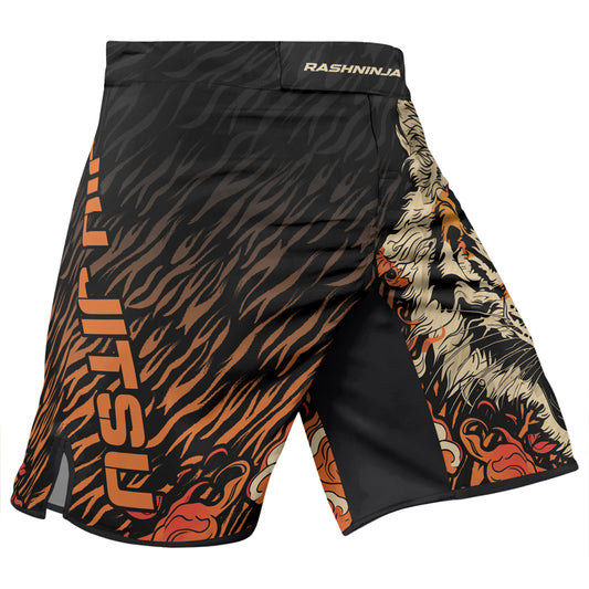 Rashninja Tiger Stripes Black Orange Men's Fight Shorts