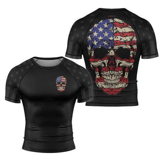 Rashninja Patriotic Skull Stripes Men's Fight Shorts


