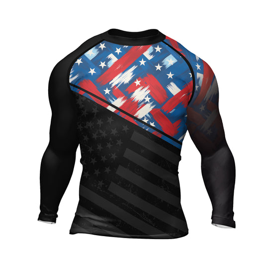 Rashninja Patriotic Flag Pattern Men's Long Sleeve Rash Guard