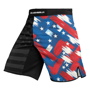 Rashninja Patriotic Flag Pattern Men's Fight Shorts