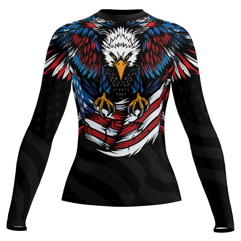 Rashninja Patriotic Eagle Flag Women's Long Sleeve Rash Guard