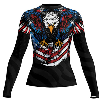 Rashninja Patriotic Eagle Flag Women's Long Sleeve Rash Guard