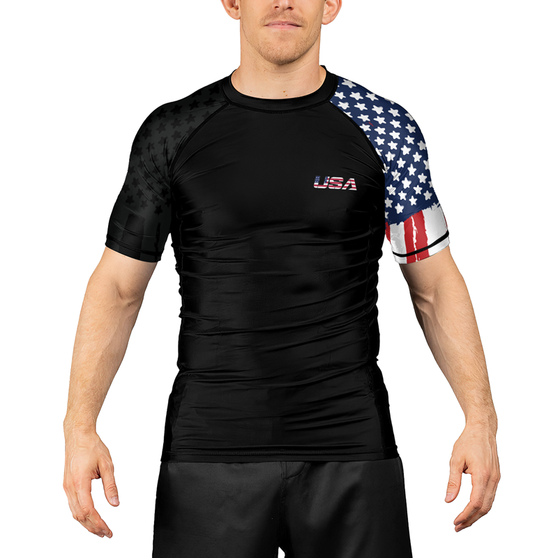 Rashninja American Flag Men's Short Sleeve Rash Guard | Fightwear