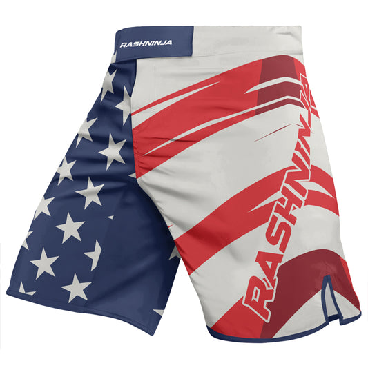 Rashninja Patriotic Flag White Men's Short Sleeve Rash Guard

