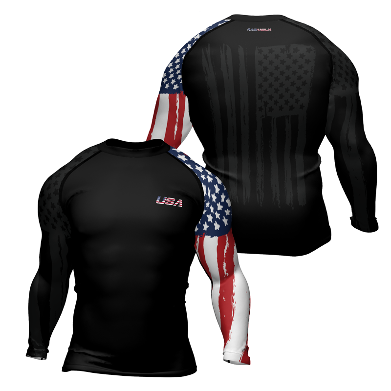 Rashninja American Flag Men's Long Sleeve Rash Guard | Fightwear