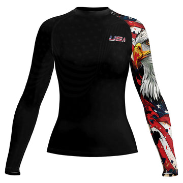 Rashninja Patriotic Eagle Stars Women's Long Sleeve Rash Guard

