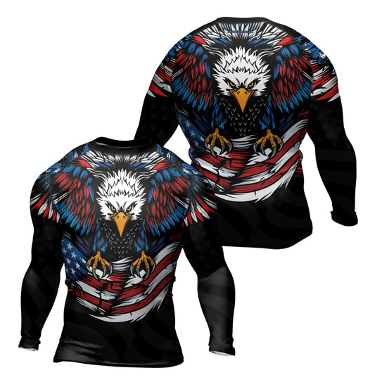 Rashninja Patriotic Eagle Flag Men's Long Sleeve Rash Guard


