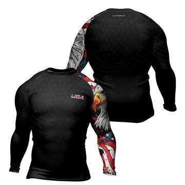 Rashninja Patriotic Eagle Stars Men's Long Sleeve Rash Guard

