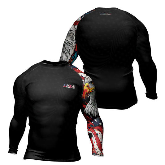 Rashninja Patriotic Eagle Stars Men's Long Sleeve Rash Guard

