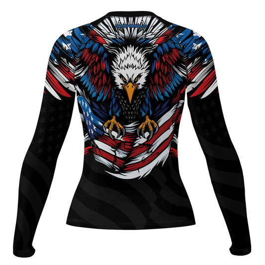 Rashninja Patriotic Eagle Flag Women's Long Sleeve Rash Guard