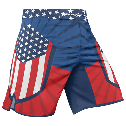 Rashninja Patriotic Flag Chevron Men's Fight Shorts