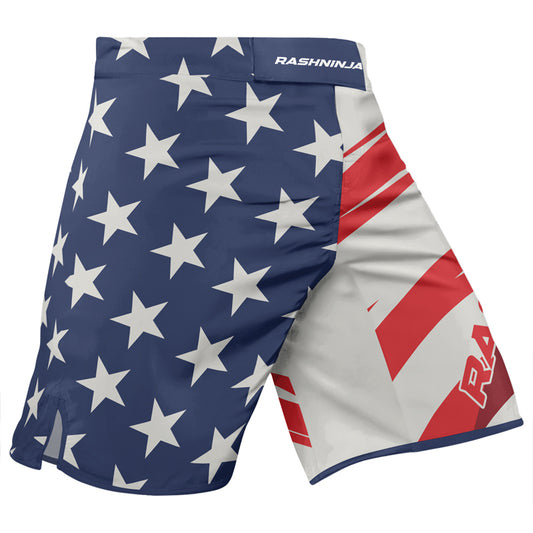 Rashninja Patriotic Flag White Men's Fight Shorts