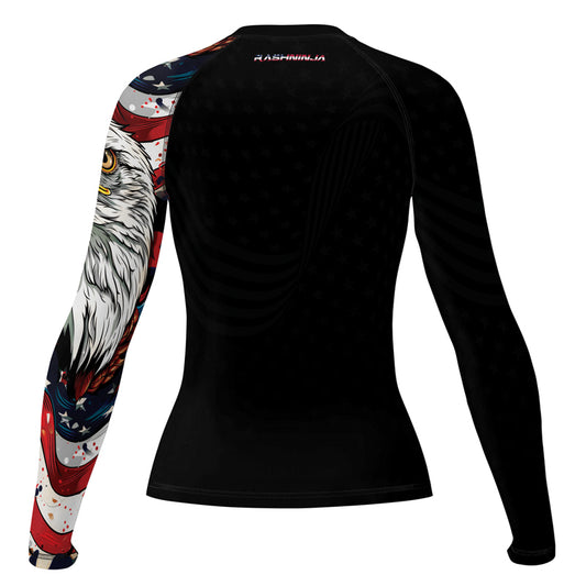 Rashninja Patriotic Eagle Stars Women's Long Sleeve Rash Guard