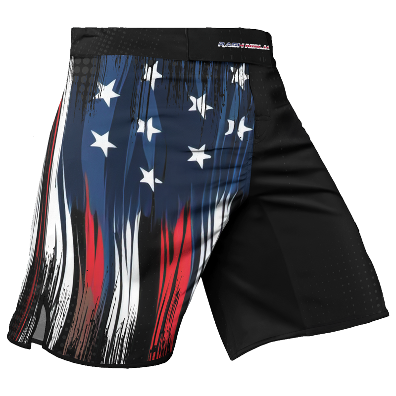 Rashninja Patriotic USA Flag Men's Fight Shorts | Patriotic MMA Shorts