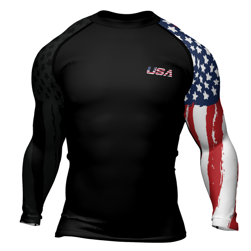 Rashninja American Flag Men's Long Sleeve Rash Guard | Fightwear