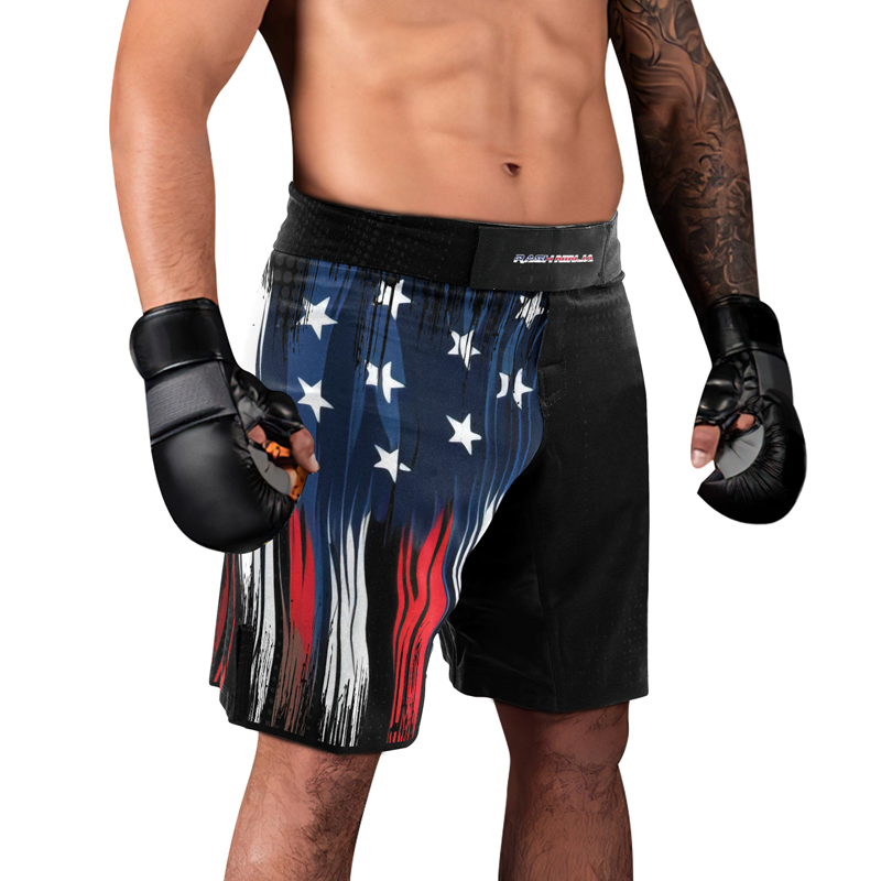 Rashninja Patriotic USA Flag Men's Fight Shorts