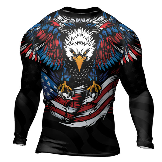 Rashninja Patriotic Eagle Flag Men's Long Sleeve Rash Guard

