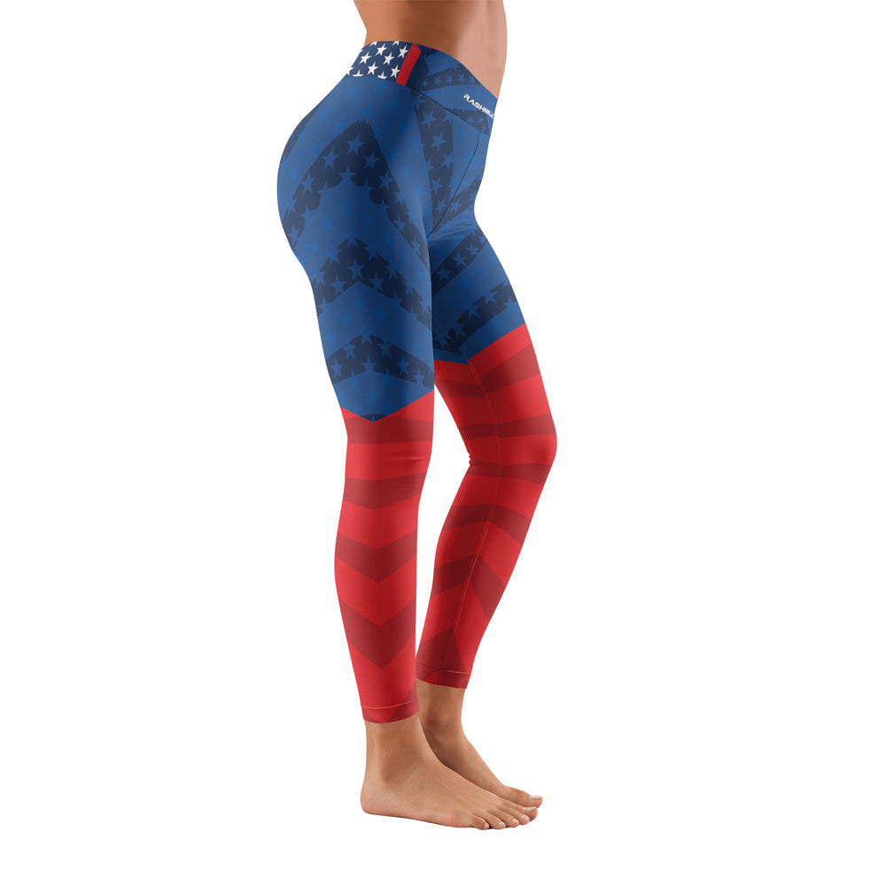 Rashninja Patriotic Flag Chevron Women's Leggings
