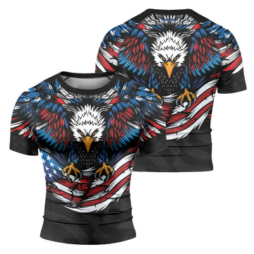 Rashninja Patriotic Eagle Flag Men's Short Sleeve Rash Guard