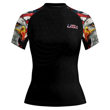 Rashninja Patriotic Eagle Stars Women's Short Sleeve Rash Guard

