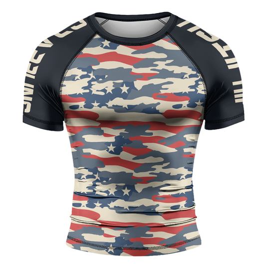 Rashninja American Camouflage Men's Short Sleeve Rash Guard