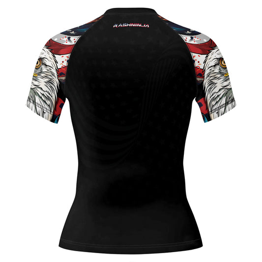 Rashninja Patriotic Eagle Stars Women's Short Sleeve Rash Guard