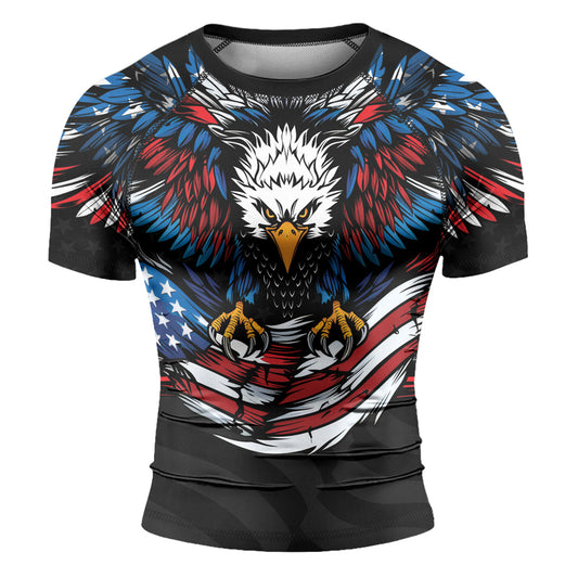Rashninja Patriotic Eagle Flag Men's Short Sleeve Rash Guard