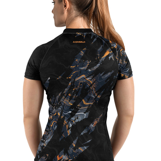 Rashninja Cyber Storm Marble Women's Short Sleeve Rash Guard