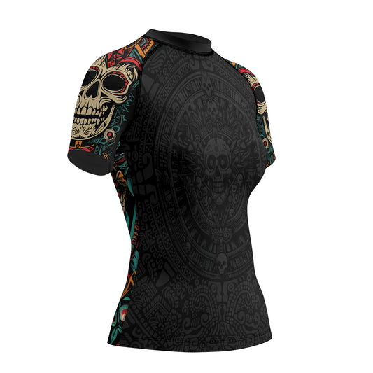 Rashninja Aztec Sun Warrior Women's Short Sleeve Rash Guard