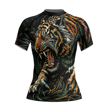 Rashninja Roaring Tiger Jungle Women's Short Sleeve Rash Guard