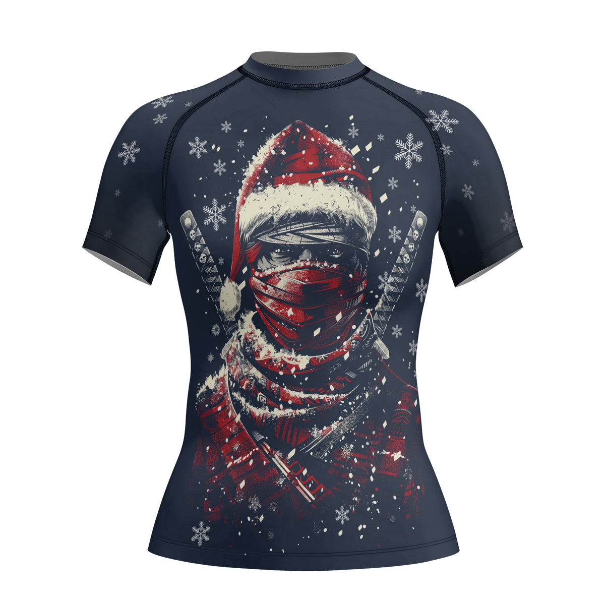 Rashninja Christmas Shadow Santa Women's Short Sleeve Rash Guard