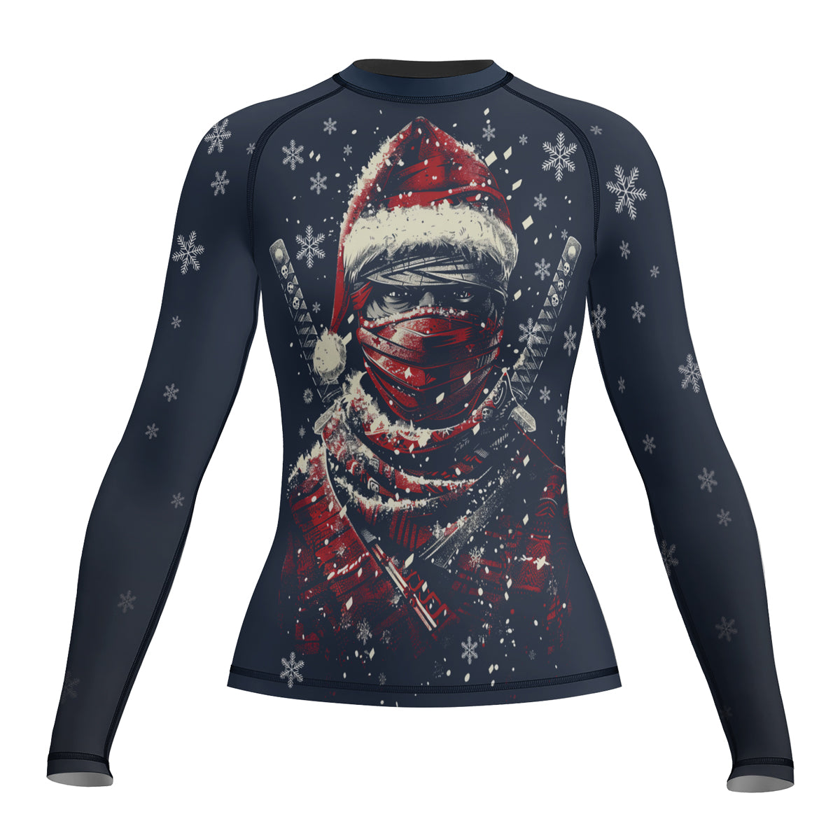 Rashninja Christmas Shadow Santa Women's Long Sleeve Rash Guard