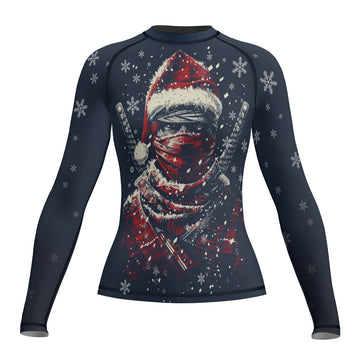 Rashninja Christmas Shadow Santa Women's Long Sleeve Rash Guard